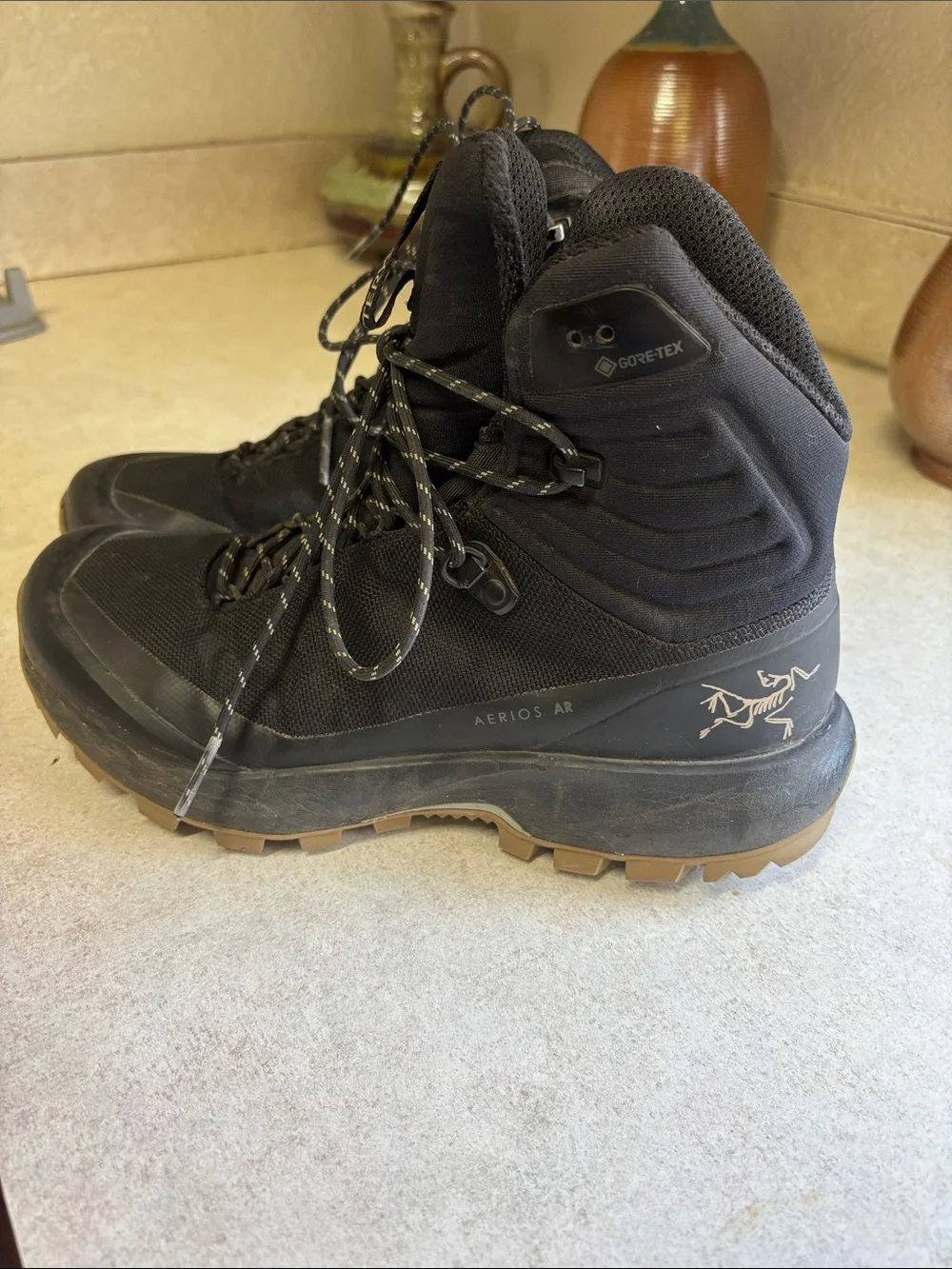 Arc'teryx Black Hiking Boots with Tan Outsoles